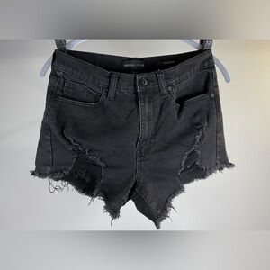Kendall & Kylie Charcoal Black Gray Distressed Jean Shorts The Icon Short